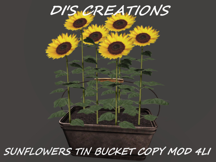 Second Life Marketplace SUNFLOWERS TIN BUCKET
